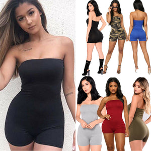 Women Female Sleeveless Jumpsuits Bodycon Trousers Solid Tight slim Bodysuits Sexy Pants Romper Jumpsuit Fashion - Army Green / M - Short