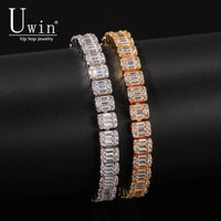 Uwin Baguette CZ Bracelet Iced Out Zircon 8.5m HipHop Fashion Punk Chain Bling Bling Elegant Charms Jewelry 7inch 8inch - DRE's Electronics and Fine Jewelry