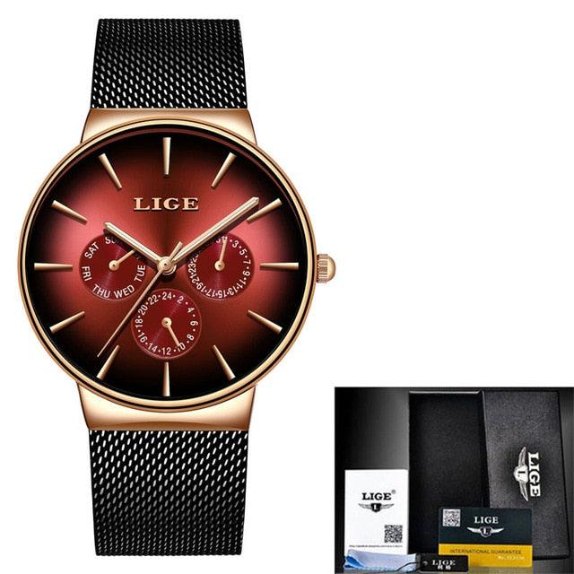 Top Brand Mesh Watches: LIGE Men's Luxury