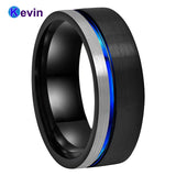 Mens Womens Wedding Band Tungsten Carbide Ring Black Rose Gold With Offset Groove And Brush Finish - 5 / K-TUR-728-8mm - Men Rings