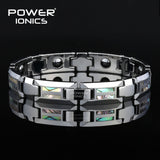 Power Ionics Magnetic Bracelet Men Luxury Natural Shell Never Scratch Tungsten Steel Bracelets For Women Cross Jewelry Gifts