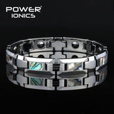 Power Ionics Magnetic Bracelet Men Luxury Natural Shell Never Scratch Tungsten Steel Bracelets For Women Cross Jewelry Gifts - Single / 21cm