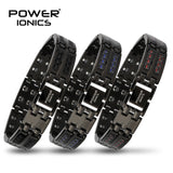 Power Ionics Mens black/blue/red carbon fiber 100% Pure Titanium Magnetic Therapy Bracelet Wristband improve blood circulation - Men 