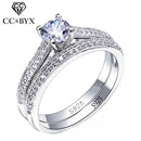 CC 925 Silver Rings For Women Simple Design Double Stackable Fashion Jewelry Bridal Sets Wedding Engagement Ring Accessory CC634 - DRE's Electronics and Fine Jewelry