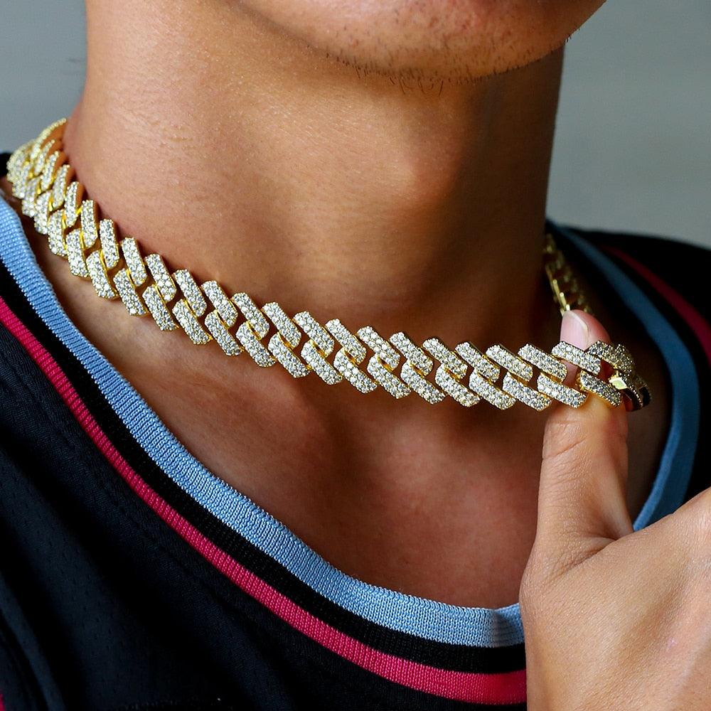 12mm Hip-Hop Jewelry cuban bling Plated Iced Out CZ Cuban Link Chain