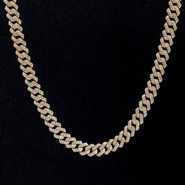 12mm Hip-Hop Jewelry cuban bling Plated Iced Out CZ Cuban Link Chain