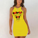 Kawaii Mouse Print Summer Sexy Clothes Women Dresses Backless Night Dress 2020 Bodycon Evening Party O-Neck Mini Yellow Vestidos - DRE's Electronics and Fine Jewelry