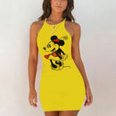 Kawaii Mouse Print Summer Sexy Clothes Women Dresses Backless Night Dress 2020 Bodycon Evening Party O-Neck Mini Yellow Vestidos - DRE's Electronics and Fine Jewelry