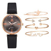 5pc Top Fashion Leather Watch - Black - DRE's Electronics and Fine Jewelry