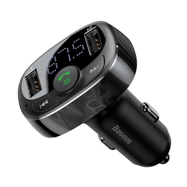 Baseus FM Transmitter Handsfree Bluetooth Car Kit MP3 Player With 3.4A Dual USB Car Charger FM Modulator Transmiter - DRE's Electronics and Fine Jewelry