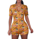 2020 Sexy Women Deep V-neck Bodycon Sleepwear Jumpsuit Button Bodysuit Shorts Romper Floral Leotard Long Sleeve Print Tracksuit - DRE's Electronics and Fine Jewelry