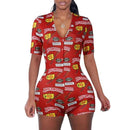 2020 Sexy Women Deep V-neck Bodycon Sleepwear Jumpsuit Button Bodysuit Shorts Romper Floral Leotard Long Sleeve Print Tracksuit - DRE's Electronics and Fine Jewelry