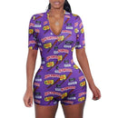 2020 Sexy Women Deep V-neck Bodycon Sleepwear Jumpsuit Button Bodysuit Shorts Romper Floral Leotard Long Sleeve Print Tracksuit - DRE's Electronics and Fine Jewelry