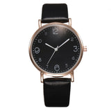 Top Style Fashion Women’s Luxury Leather Band Analog Quartz Wrist Watch Golden Ladies Women Dress Reloj Mujer Black Clock - black - Watches