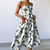 Fashion Sexy Women Sleeveless Backelss Summer Dress 2019 Black White Casual Dress Spaghetti Strap Dresses Button midi Sundress - DRE's Electronics and Fine Jewelry