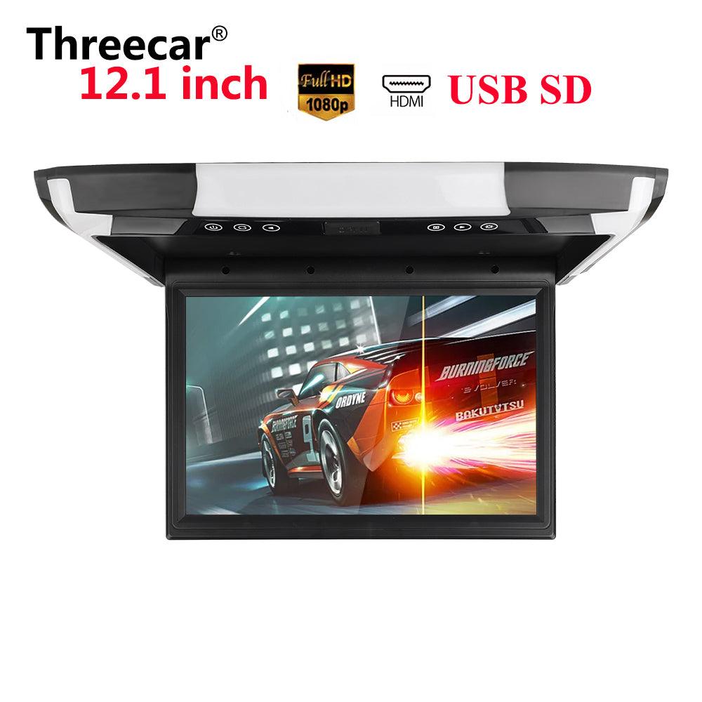 12 inch Monitor 1080P Video HD Digital TFT Screen Widescreen Ultra-thin Mounted Car Roof Player HDMI AV FM USB SD MP5 NO DVD