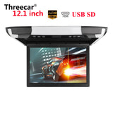 12 inch Monitor 1080P Video HD Digital TFT Screen Widescreen Ultra-thin Mounted Car Roof Player HDMI AV FM USB SD MP5 NO DVD - CHINA / grey 