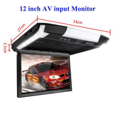 12 inch Monitor 1080P Video HD Digital TFT Screen Widescreen Ultra-thin Mounted Car Roof Player HDMI AV FM USB SD MP5 NO DVD - Ceiling & 
