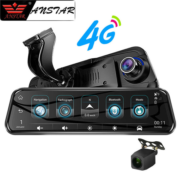 Anstar 10’’ 4G Rearview Mirror Car DVR 1080P Video Record Dash Cam Dual Lens ADAS GPS Navigation Auto Registrar Camera - Cameras