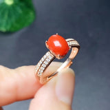 CoLife Jewelry 100% Natural Red Coral Silver for Daily Wear 6*8mm Ring Fashion Gemstone - 11.5 / Rose Gold Plating - Sterling Rings