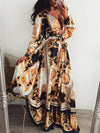 2020 New Style Fashion Elegant Women Sexy Boat Neck Glitter Deep V Print Party Dress Formal Long Clubwear - 2 / S / CHINA