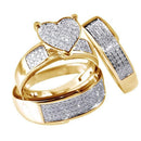 Romantic Elegant Heart Shaped Zircon Gold Stainless Steel Women's Ring Set Engagement Wedding Ring Glamour Jewelry 3 / Piece Set - DRE's Electronics and Fine Jewelry