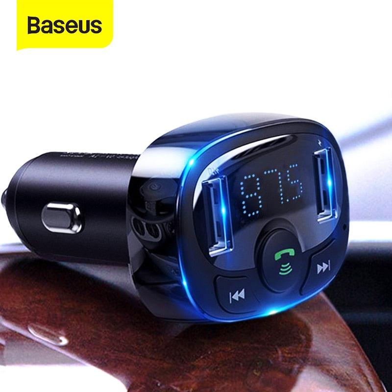 Baseus FM Transmitter Handsfree Bluetooth Car Kit MP3 Player With 3.4A Dual USB Car Charger FM Modulator Transmiter