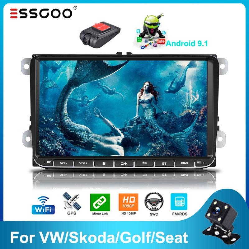 Essgoo Android 9.1 Car Radio 9'' 2GB/1GB RDS AM DAB GPS Navigation 2din Autoradio WIFI Bluetooth Universal Car Multimedia Player