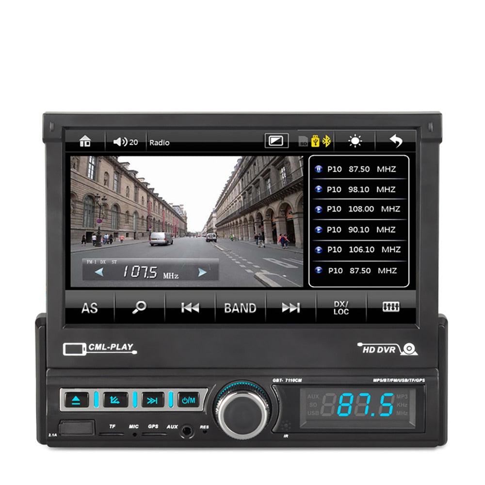 7 Inch Single 1-Din Electric Retractable Screen Multiple Car Radio Stereo MP5 Player Stereo Radio HD Multimedia Player Support