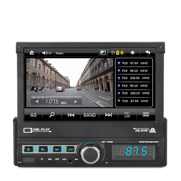 7 Inch Single 1-Din Electric Retractable Screen Multiple Car Radio Stereo MP5 Player HD Multimedia Support - Audio Receiver