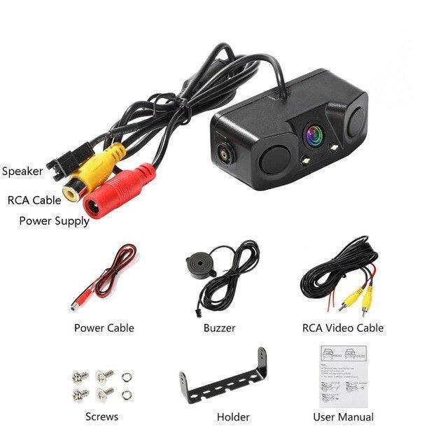 3 In 1 Car Night Vision Rear View Camera Radar Parking Sensor 170 Degree IP67 Waterproof with 2.4G Wireless Transmitter Receiver