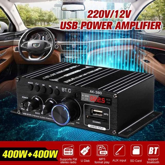 400W 2*200W Stereo Hifi Car Home Subwoofer car Sound audio Amplifier Amp Sound Speaker Digital EDR Audio LED Design amplifiers