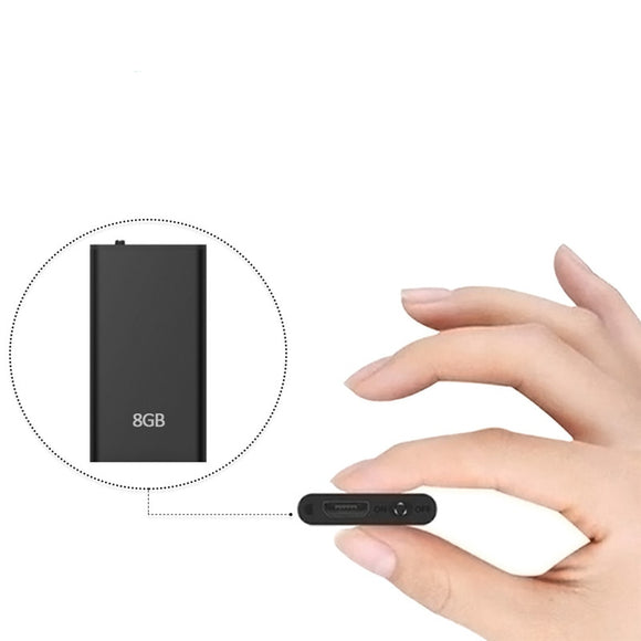 QZT Smallest Digital Voice Recorder MP3 Player Activated Small Audio Sound Recording Device Mini - 8GB