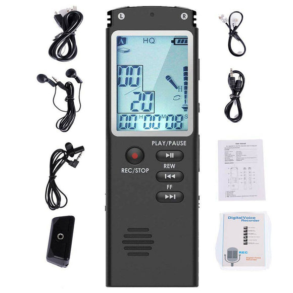 8GB/16GB/32GB Voice Recorder USB Professional 96 Hours Dictaphone Digital Audio with WAV,MP3 Player T60 1536 Kbps - Recording