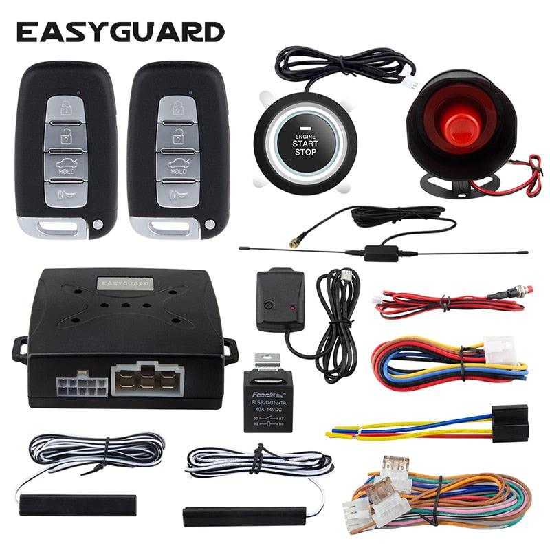 EASYGUARD ec003-k-ns car alarm system push start button remote engine start shock alarm warning pke passive keyless entry dc12v