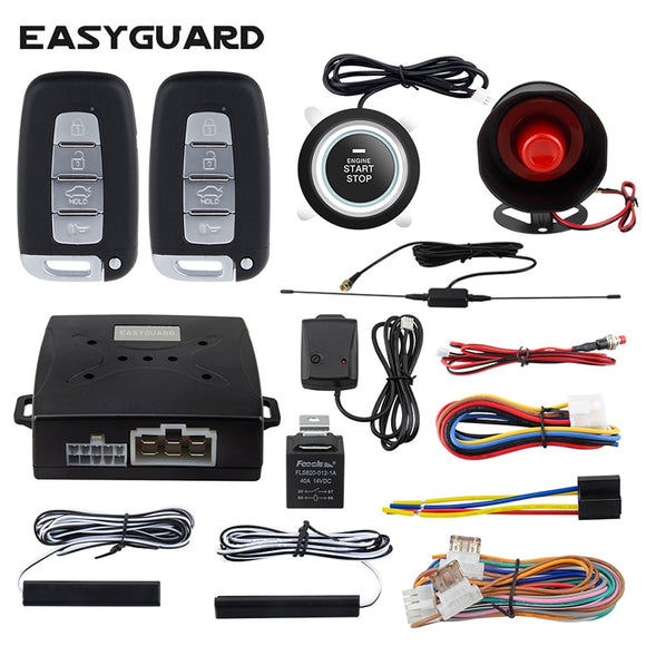 EASYGUARD ec003-k-ns car alarm system push start button remote engine shock warning pke passive keyless entry dc12v - Car Remote Starters