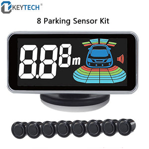 OkeyTech 8 Sensors Parking Sensor Auto Automobile Reversing Radar Car Detector Assistance Reverse - White - DVR Cameras