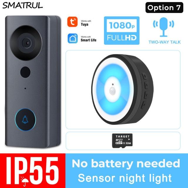 SMATRUL Tuya 1080P HD Video Doorbell Camera WiFi Wireless Smart Home Door Bell Outdoor Intercom 2 Way Audio LED Night Light USB - DRE's Electronics and Fine Jewelry