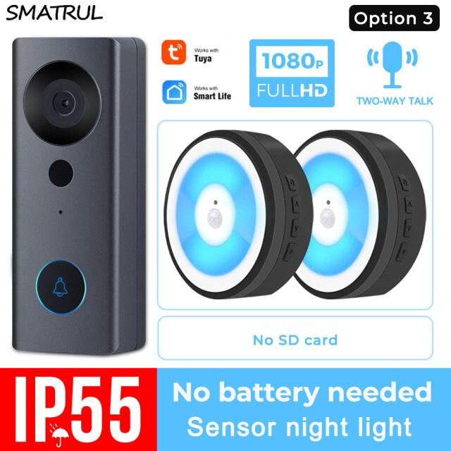 SMATRUL Tuya 1080P HD Video Doorbell Camera WiFi Wireless Smart Home Door Bell Outdoor Intercom 2 Way Audio LED Night Light USB - DRE's Electronics and Fine Jewelry