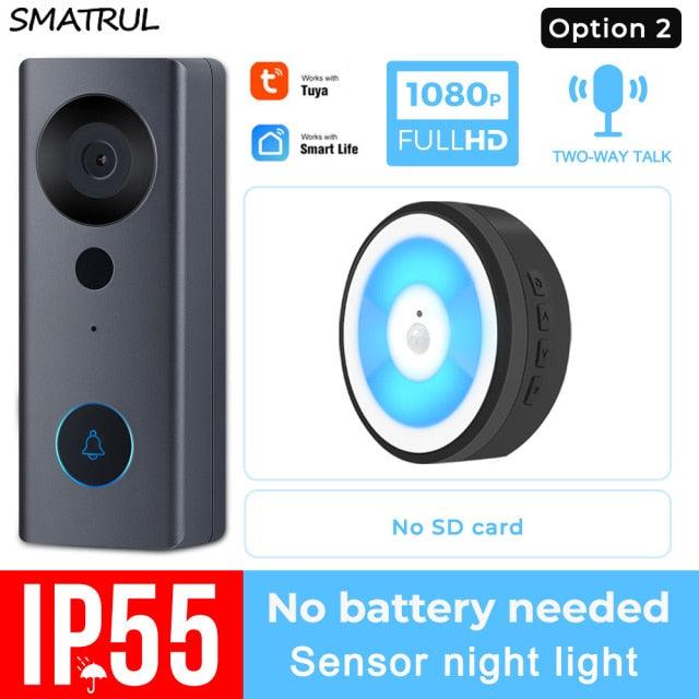 SMATRUL Tuya 1080P HD Video Doorbell Camera WiFi Wireless Smart Home Door Bell Outdoor Intercom 2 Way Audio LED Night Light USB - DRE's Electronics and Fine Jewelry