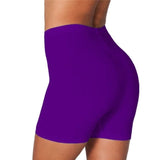 Fitness Shorts Large Size Stretch Cotton 3 Points Leggings Black White Gray Sports Female Feet Slim Three - purple / L