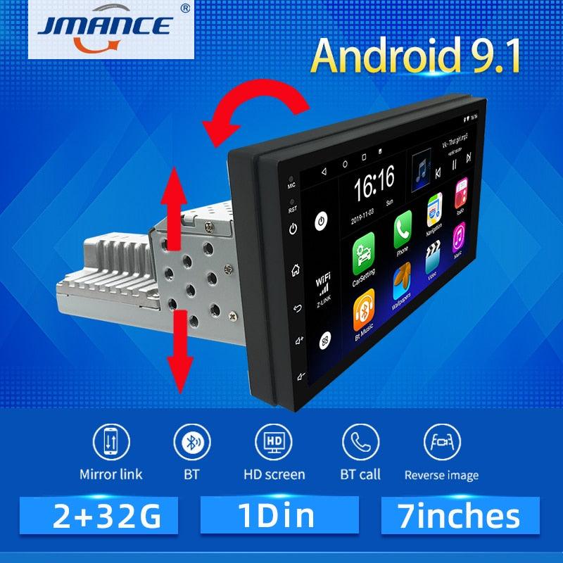 JMANCE 1DIN FM 7 Inch Adjustable car radio Android 9.1 Touch Screen 1080P Car Stereo Radio Player Quad-Core GPS Navigation - DRE's Electronics and Fine Jewelry