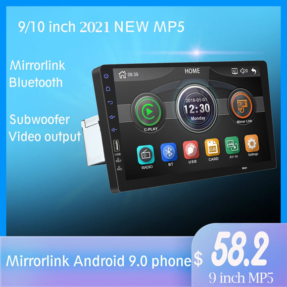 One Din 9 inch 2.5D Touch Mirrorlink GPS Navigation Android Radio MP5 Player Bluetooth USB Rear View Camera car radio Autoradio