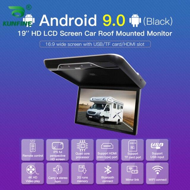 19 inch Display digital screen Android 9.0 Car Roof Monitor LCD Flip Down Screen Overhead Multimedia Video Ceiling Roof mount