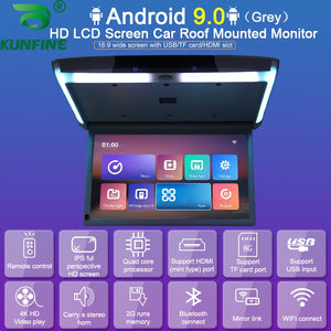 15.6 inch Display digital screen Android 9.0 Car Roof Monitor LCD Flip Down Screen Overhead Multimedia Video Ceiling Roof mount