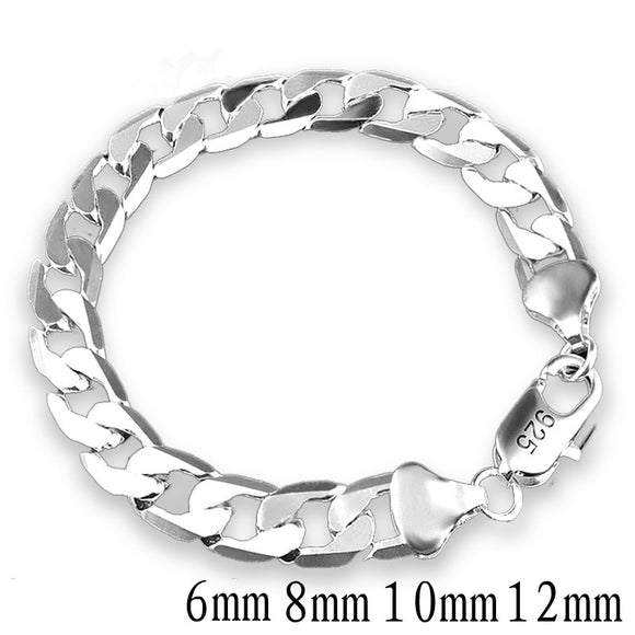 New 925  Silver Bracelet Sideways Silver Bracelet 6MM8MM10MM Bracelet Men&Women Jewelry