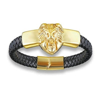 Domineering Alloy Lion Head Bracelet Men Stainless Steel Gold Color Franco Link Chain Biker Bracelet Men - DRE's Electronics and Fine Jewelry