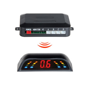 LED Wireless Parking Sensor Kit Parktronic 4 Sensors Auto Car Reverse Assistance Backup Radar Monitor System detector de radar - Black - 
