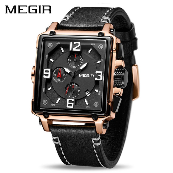MEGIR Creative Men Watch Top Brand Luxury Chronograph Quartz Watches Clock Men Leather Sport Army Military Wrist Watches Saat - DRE's Electronics and Fine Jewelry: Online Shopping Mall