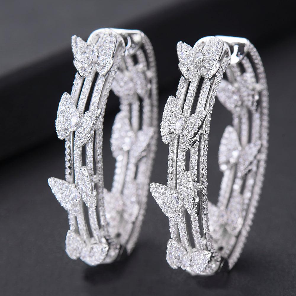 GODKI Luxury Butterfly Cubic Zircon Statement Big Hoop Earrings For Women Wedding DUBAI Bridal Round Circle Hoop Earrings 2019